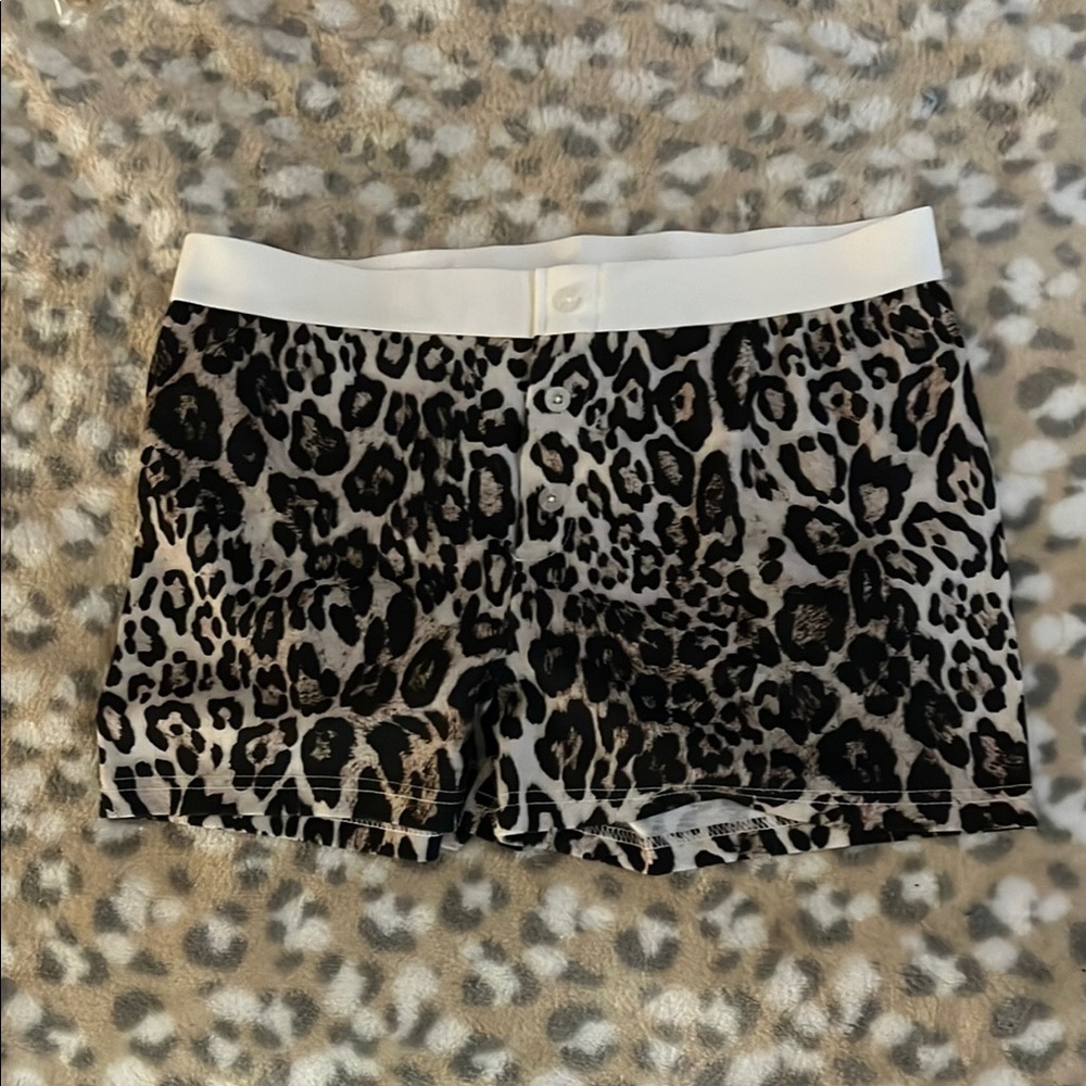 Leopard Print Shorts with White Waistband